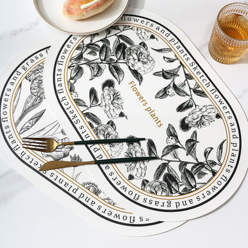 Elliptical Faux Leather Placemat 4 pcs