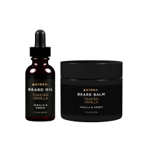 Huile et Baume Ă Barbe Golden Grooming pour Hommes | Kit de Croissance Naturel | 2oz Baume & 1oz Huile