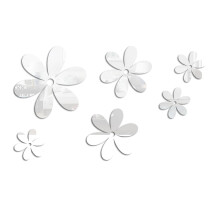 Acrylic Mirror Wall Decals Flower Mural 6 pcs