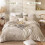 Boho Queen Comforter Set Beige Microsuede 3-Piece 6