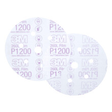 3M Hookit Finishing Film Abrasive Disc 260L, 01068, 6 in, Dust Free, P1200, 100 discs per carton