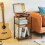 Record Player Stand 3-Tier Rustic Brown Holds 100+ Albums 4
