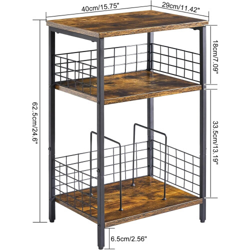 Record Player Stand 3-Tier Rustic Brown Holds 100+ Albums 2
