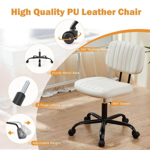 Computer Task Chair Adjustable Height 360 Swivel No Arms 1