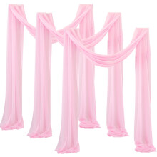 Warkul Bryllupsbuedrapering Ekstra Lang 3 Paneler Bred Transparent Rynkefri Myk Bryllupsfest Bue Bakteppedrapering Festutstyr
