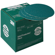 3M Green Corps Hookit Schleifscheiben, 01547, ohne Löcher, 6 Zoll, 40+ Grad, 100 Stück, für Beschichtungsentfernung