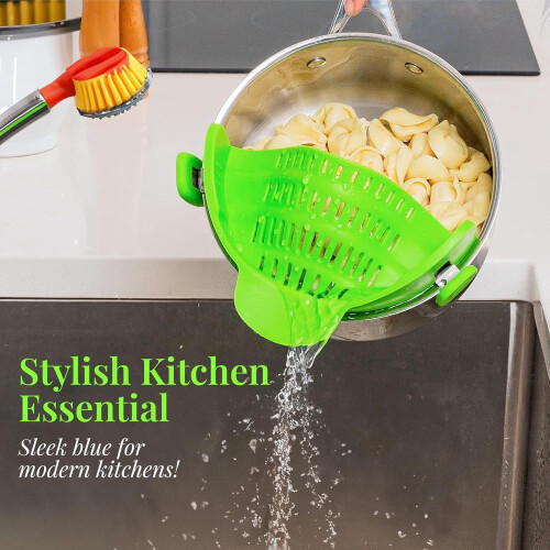 Collapsible Colander with Clip-On Strainer Green 1