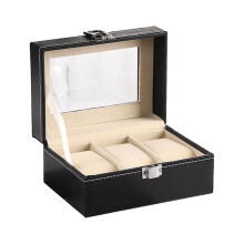 Watch Box Organizer PU Leather with Glass Lid for Large