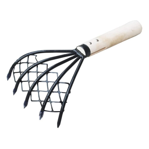 Clam Rake with Mesh Net 5-Tine Long Handle 15 Inch