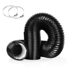 4Inch 10FT Long Flexible Aluminum Air Ducting, Heavy-Duty Black 4 Layer Dryer Vent Hose, Dryer Duct for HVAC Ventilation,duct fan systems, 2 Stainless