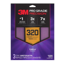 3M SHR320-PGP-3T Pro Grade Precision Faster Sanding, Sanding Sheets, 320-Grit Extra-Fine, 9" x 11", 3-Pack