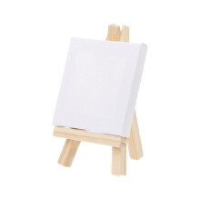 Mini canvas and natural wood easel set 12 pcs