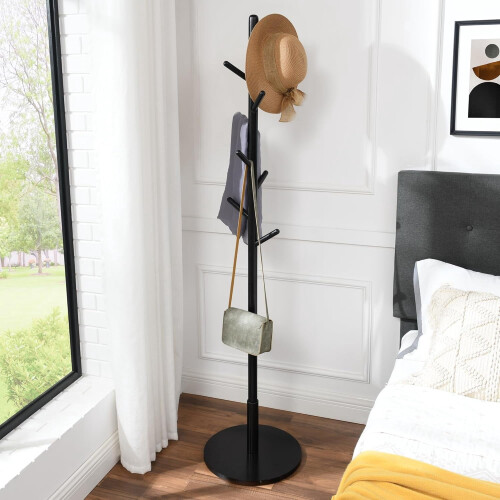 Solid Wood Coat Hanger Stand Black 1 Piece 1