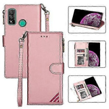 (Rose Gold) For Huawei P smart (2020) Zipper Multi-card Slots Horizontal Flip P...