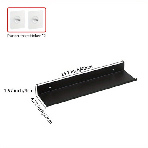 Floating Shelves Self-Adhesive Wall Rack, Matte Black