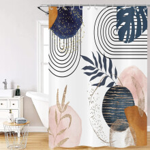 Boho Leaf Shower Curtain Waterproof 72x72 Inches with 12