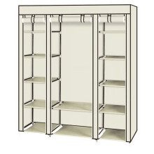 Wattne portable closet 59 inch khaki with hanging rods and