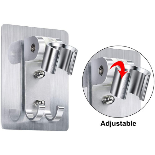 Removable Shower Head Holder with 2 Hooks Adjustable Wall 2