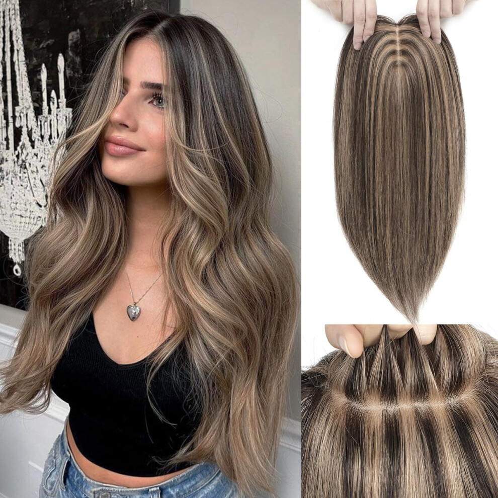 Aimeolyn Hair Toppers For Women Real Human Hair,Hairs Toppers For Women No Bangs Top Hairs Extensions/Pieces For Thinning Haisr Upgrade Big Base 16 In