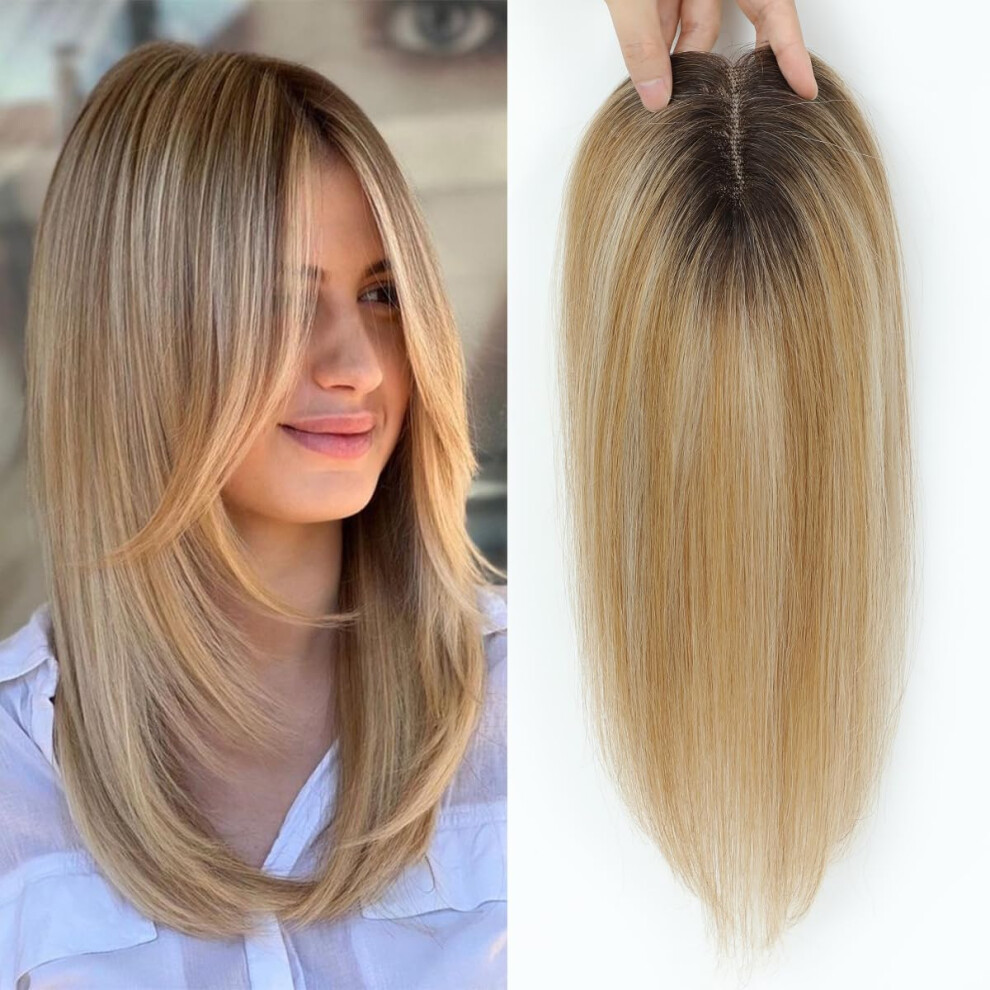 Aimeolyn Hair Toppers For Women Real Human Hair,Hairs Toppers For Women No Bangs Top Hairs Wigs/Pieces For Thinning Haisr Lace Base Wig 14 Inch