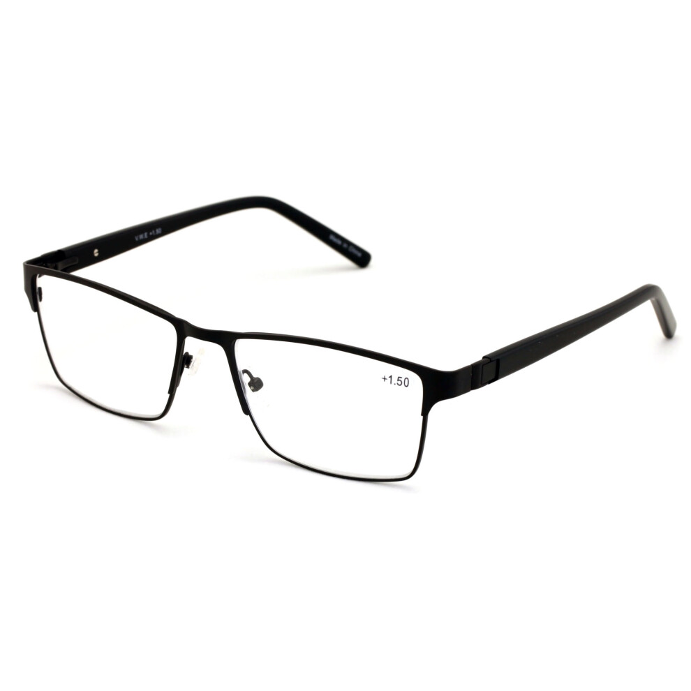 Men's Premium Rectangle Reading Glasses Metal Frame with