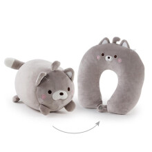 U-shaped neck pillow cartoon cat design gray travel pillow