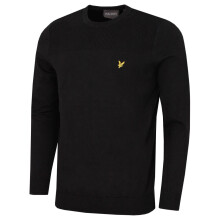 (M, Jet Black) Lyle & Scott Mens 1874 Crew Neck Pullover Lightweight Golf Sweater