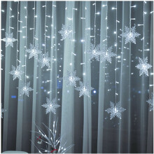 96 LED Snowflake Curtain Lights 11.5ft White