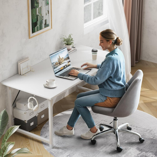 Computer Desk Wood Modern Simple 40 Inch White 1