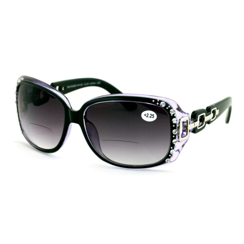 Oversized rhinestone bifocal reading sunglasses +2.25