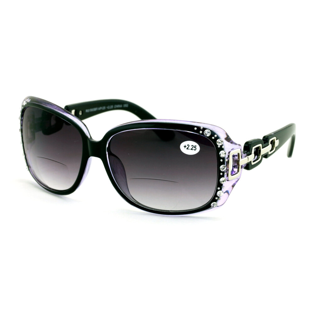 Oversized rhinestone bifocal reading sunglasses +2.25