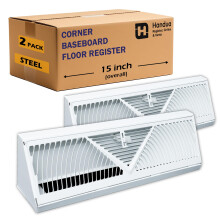 [2 Pack] Past 15" Plint Ruimte | Handua Hoek Plint Register | Ronde Luchtstroom Ontwerp | 15" Ventilatie Grill