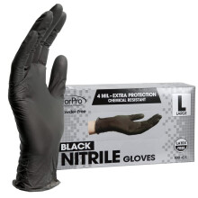 Gants Nitrile Jetables Forpro, Résistants aux Produits Chimiques, Sans Poudre, Sans Latex, Non Stériles, 4 Mil, Noirs, L, 100 Unités