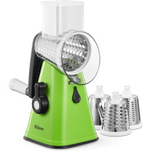 Rotary Cheese Grater with Handle and 3 Stainless Steel