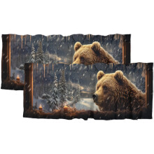 Winter Bear Curtain Valance Farmhouse Style 54 x 18 in