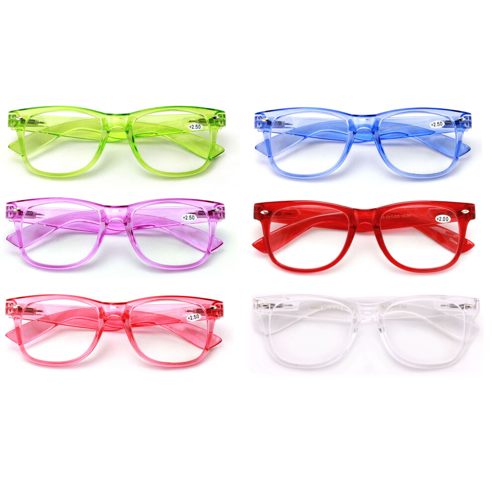 Reading Glasses Classic Comfortable Spring Hinge 6 Pairs