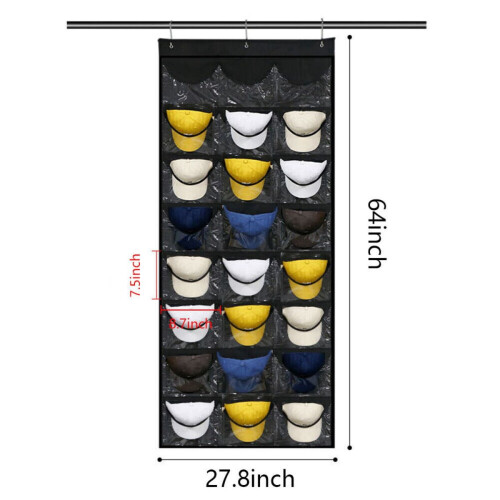 Baseball Hat Rack Over-Door 24-Pocket Black 1