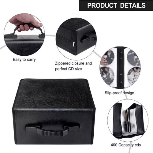 Portable CD DVD storage bag PU leather 400-disc 2