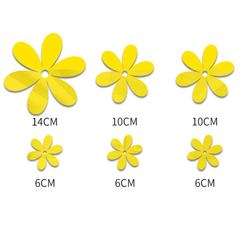 Acrylic Mirror Wall Decor Stickers Flower 6 pcs 2
