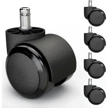 5 Rollen für Hartböden mit geräuscharmer und kratzfester PVC-Beschichtung – Universalrollen (11 x 22 mm, schwarz)