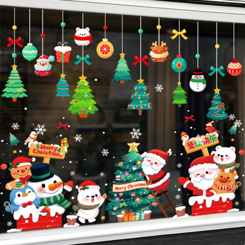 Christmas static window sticker Santa snowman 2025 1