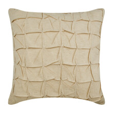Fodera per cuscino HomeCentric color ecru a quadri francesi, 30x30 cm, in cotone e lino, quadrata, confezione da 2, con pieghe annodate.