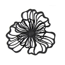TISHITA iron floral wall hanging decor, black metal, small
