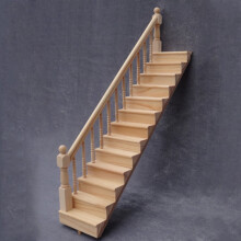 Miniature Wooden Stairs 1:12 Scale Left-Handrail
