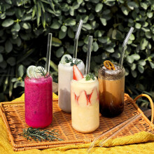 Reusable Glass Straws Set 6 pcs 8.5" x 8mm Clear