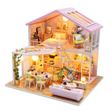 Miniature Dollhouse with Furniture and LED Lights