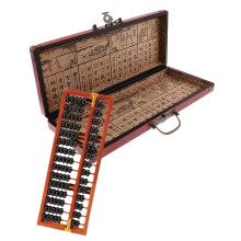 Vintage Wooden Abacus Calculator 15-Column with Instructions