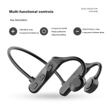 Schwarze Knochenleitungskopfhörer mit Nackenbügel für Sport, lange Akkulaufzeit für Sport, Knochenleitungskopfhörer