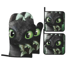 Dragon Oven Mitts and Pot Holders Set 4 Pcs