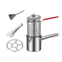 TISHITA deep fry pan with handle and strainer basket 1.2L